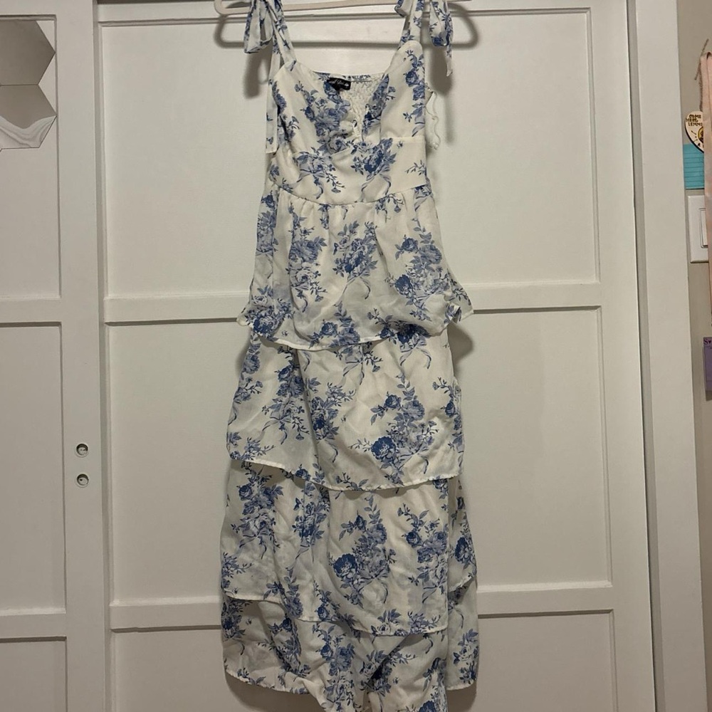 Floral Blue and White Dress
